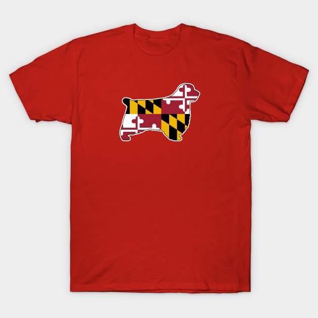 Clumber Spaniel Silhouette with Maryland Flag T-Shirt by Coffee Squirrel